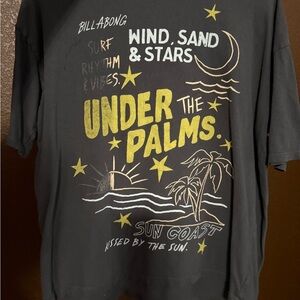 Billabong Charcoal Tee with Yellow Tropical Design